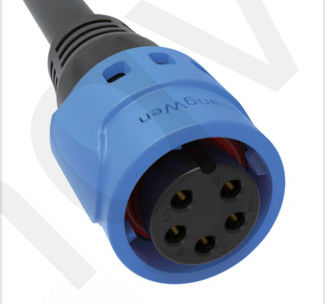 5pin Blue M19 Connector 15A Solder Overmolded Aluminum Alloy Shell Nylon IP67