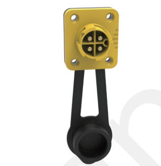 Solder 4pin M19 Connector Overmolded Yellow Nylon PA66 Aluminum Alloy Shell