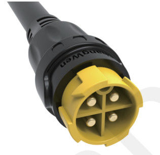 Solder 4pin M19 Connector Overmolded Yellow Nylon PA66 Aluminum Alloy Shell