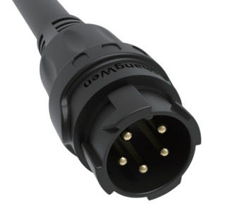 5pin Black M19 Connector 15A Solder Overmolded Aluminum Alloy Shell Nylon IP67