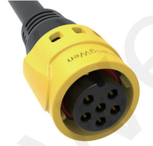 IP67 M19 Connector 6pin Yellow 15A Solder Overmolded Aluminum Alloy Shell Nylon