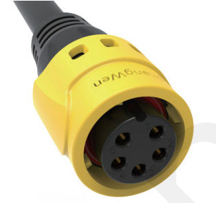 M19 Connector 5pin Yellow 15A Solder Overmolded Aluminum Alloy Shell Nylon IP67