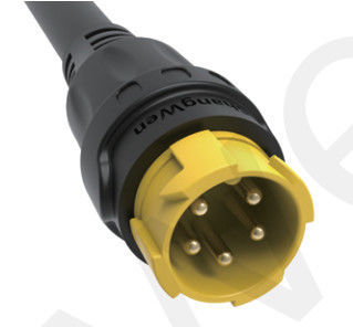M19 Connector 5pin Yellow 15A Solder Overmolded Aluminum Alloy Shell Nylon IP67