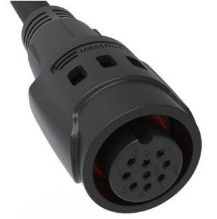 M19 Connector 9pin Black 5A Solder Overmolded Aluminum Alloy Shell Nylon IP67