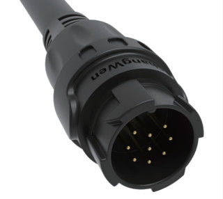 M19 Connector 9pin Black 5A Solder Overmolded Aluminum Alloy Shell Nylon IP67