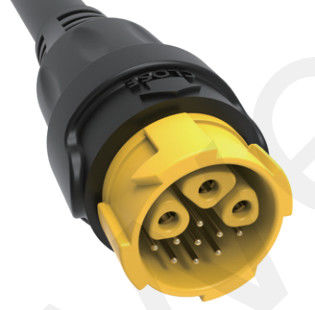Aluminum Alloy Shell M19 Connector 12pin Yellow 20A Solder Overmolded Nylon IP67