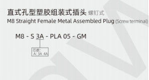 Customizable M8 IP67 3/4pin Straight Female Metal Plug with Screw Terminal