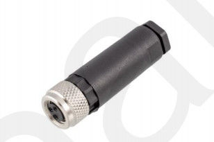 Plastic Assembled M8 Straight Female Plug with Screw Terminal IP67 3/4pin