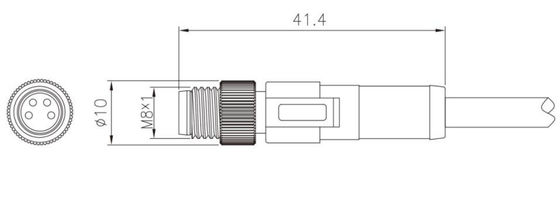 3/4/6/8A M8 Straight Male Overmolded Plug with IP67 Rating and Overmolded Plug Design