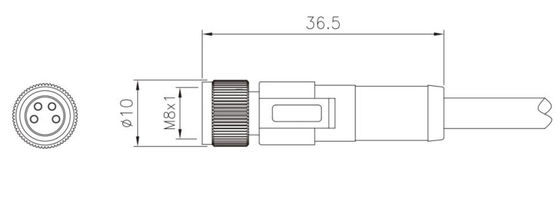 Industrial Grade M8 Straight Female Overmolded Plug with LED IP67 3/4/6/8A 5B 4D