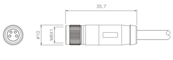 IP67 M8 Straight Female Overmolded Plug with Damping 3-8A 5B 4D