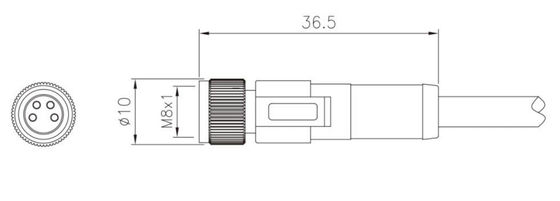 Waterproof M8 Straight Female Overmolded Plug 3 - 8A IP67 for Outdoor Applications
