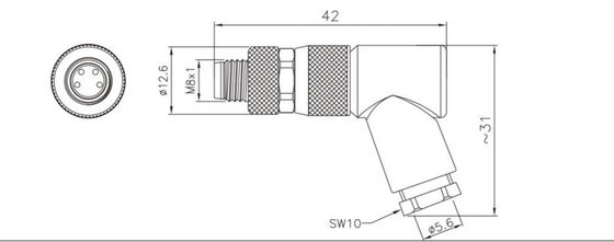 Waterproof M8 Angled Plastic Plug with Screw Terminal IP67 3/4pin