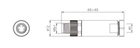 IP67 M8 Straight Male Plastic Assembled Plug with Screw Terminal 3/4pin