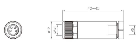 Plastic Assembled M8 Straight Female Plug with Screw Terminal IP67 3/4pin