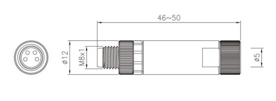 Industrial M8 Straight Male Metal Plug with 3/4pin Screw Terminal IP67 Waterproof