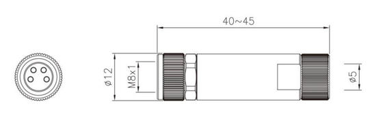 Customizable M8 IP67 3/4pin Straight Female Metal Plug with Screw Terminal