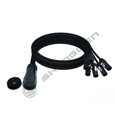 6 Head Socapex Style Breakout Cable Assembly SOCAPEX Industrial Application IP67 Waterproof 19-Pin Powercon True1 Male Connectors