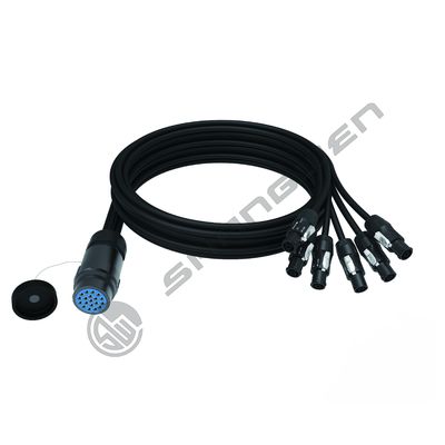 6 Head Socapex Style Breakout Cable Assembly SOCAPEX Industrial Application IP67 Waterproof 19-Pin Powercon True1 Male Connectors