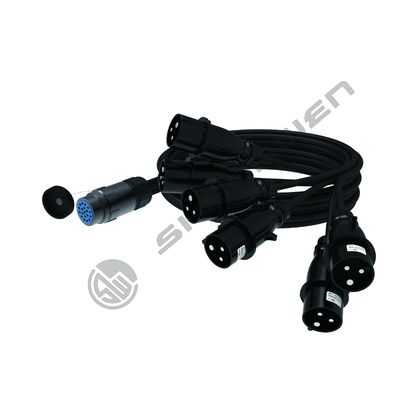 19-Pin Socapex Extension Cable with 6-Way Break-Out 16A Power Cable Assembly Stage Lights LED Moving Head Connectors