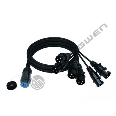 19-Pin Socapex Extension Cable with 6-Way Break-Out 16A Power Cable Assembly Stage Lights LED Moving Head Connectors