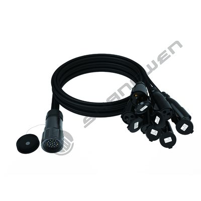 19-Pin Socapex Extension Cable with 6-Way Breakout 16A Power Cable for Stage Lights LED Moving Head Assembly Connectors