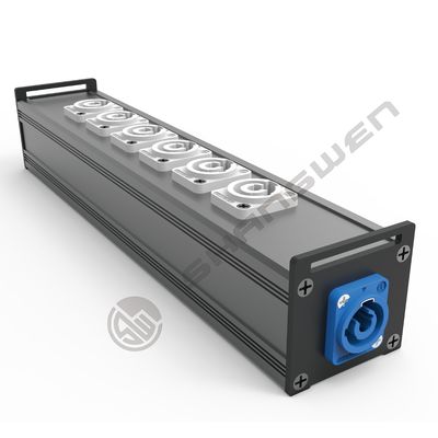 6-Port PowerCON Audio Distribution Output Box Screw-In Installation Aluminum Construction