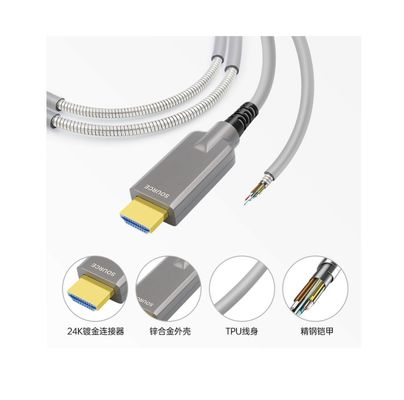 HD Link Port 2.0  Fiber Optic Armored Fiber Optic  HD Cable TPU Shell German Silicon Line Chip 4K 60Hz 8K 144Hz OD:6.0mm