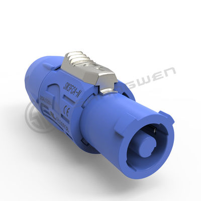 Indoor Use IP44 Triple Core Male Powercon Connector 3 Pin Audio Video Input Port Lockable Speakon Plug 20A 250V AC Blue
