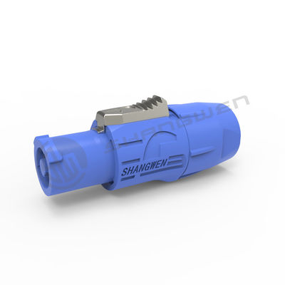 Indoor Use IP44 Triple Core Male Powercon Connector 3 Pin Audio Video Input Port Lockable Speakon Plug 20A 250V AC Blue