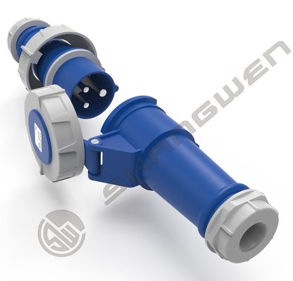 IP67 Industrial Male Female Plug 220V 16A 3 Pin Single Phase Blue Shell Connector for Outdoor Industrial Electronics