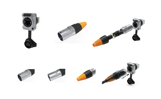 IP65 IP67 Waterproof RJ45 Male Connector Outdoor Ethernet Signal Plug with Metal Button and LED Display