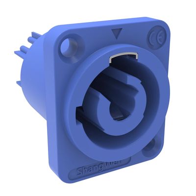 Poweron LED Screen Display Audio Connector Socket 20A Blue 3 Female Panel Mount IP44