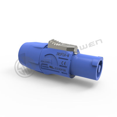 Poweron LED Screen Display Audio Connector Socket 20A Blue 3 Female Panel Mount IP44