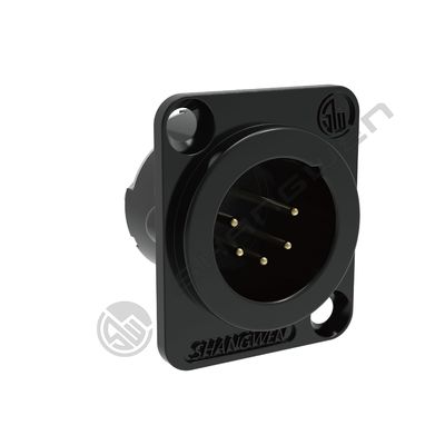 3.5mm Wire Diameter Gold Connector Indoor IP40 Shell Plating Black Audio Cable Plug with 5-Pin XLR Female Connector
