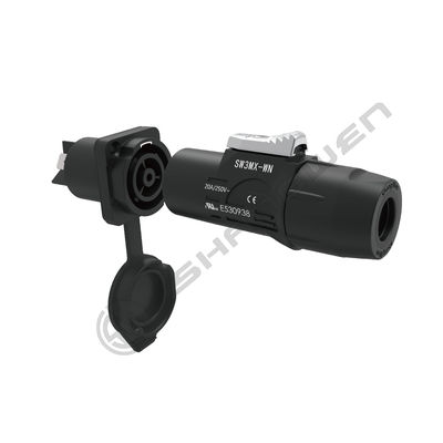 Sealed IP65 Waterproof Power Connector 3 Conductor Male Plug Powercon