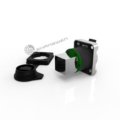 Angled Bottom Network Port Outdoor Rj45 Crystal Socket Pulg Ethernet Rj45 Waterproof Connector IP65 Female Socket