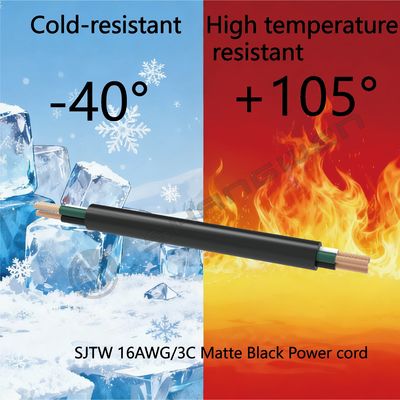 Power Cord Flexible Electrical Cord Cable 16AWG 300V 3C SJTW 300V 105℃ 16AWG 3 Conductor SJTW PVC Soft Extension Cord Cable