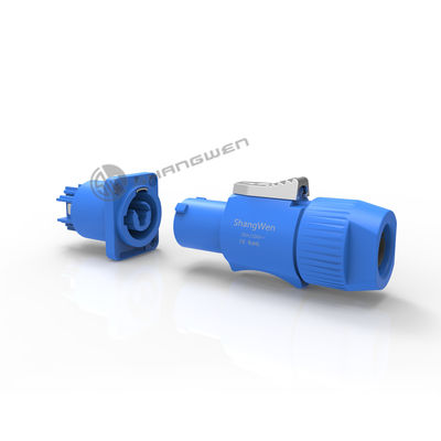 Blue Power Wire Connectors Industrial Powercon Plug Wiring Harness