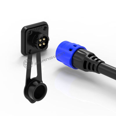 Solder 4pin M19 Connector Overmolded Blue Nylon PA66 Aluminium Alloy Shell