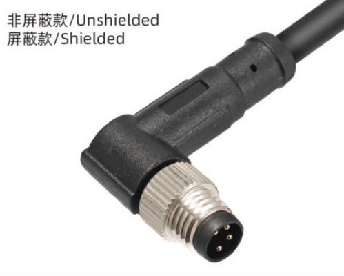 Không thấm nước IP67 M8 Cắm nam góc 3 - 8A được đúc quá mức cho các ứng dụng ngoài trời