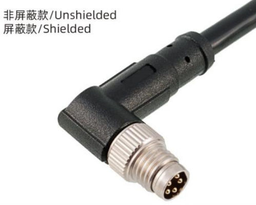 3-8A IP67 Waterproof M8 Angle Male Plug Metal Interface cho các thiết bị ngoài trời
