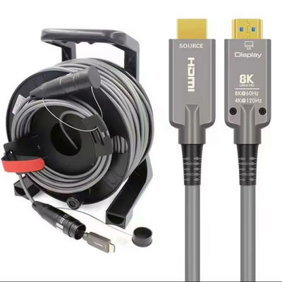 Cáp quang bọc thép HDMI2.1 HD Cáp trống 8K 120Hz Cáp phủ TPU cho Audio Video TV Bảo vệ Shell Cable Reel