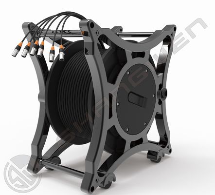 4x16A Multi-Channel Industrial Electric Signal Sockets với 6 kênh và CAT6 SF/UTP Network Cord Retractable Cable Reel