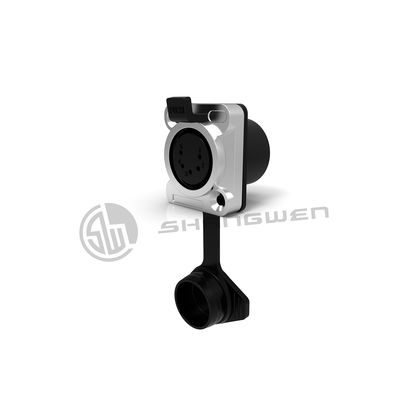 Outdoor Waterproof Black Silver Shell Audio XLR 5pin Connector High Quality Female Socket