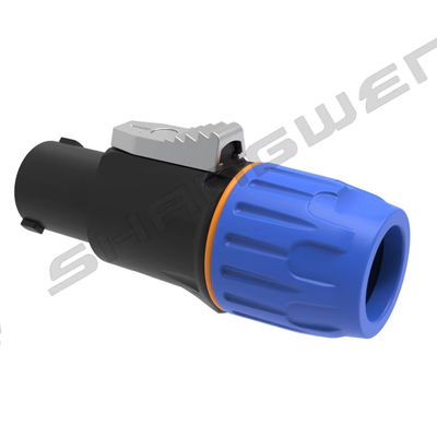 IP65 4-Pin Female Speaker Connector Glass Reinforced Alloy Nylon Housing with 3P Male for 6-15mm Cable Copper Rated Current 30A