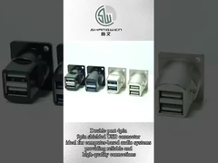 Double Port Panel Mount Connector Không thấm nước 9 Pin Shielded USB Connector